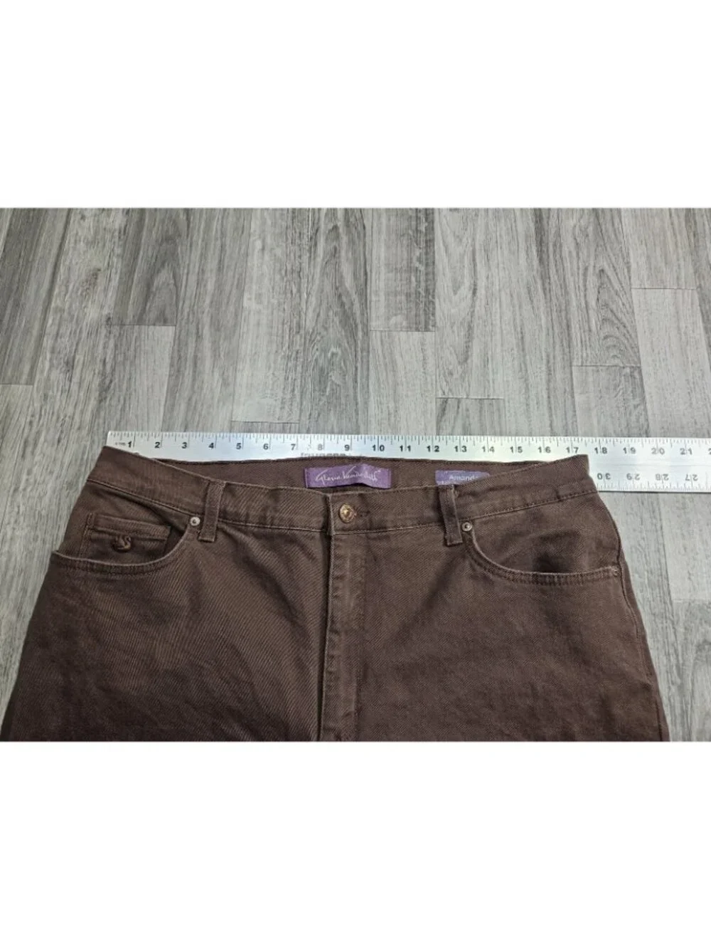 Gloria Vanderbilt Amanda Tapered Jeans‎ Womens 16 Brown High Rise Stretch Denim